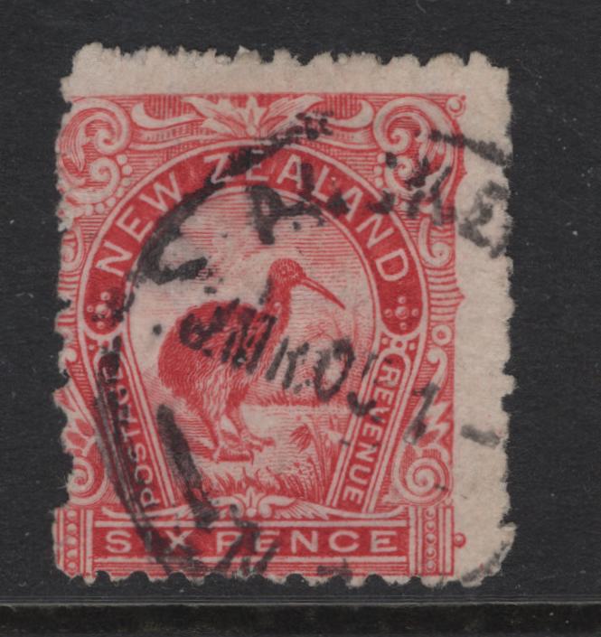 New Zealand (C) SG#265cd 6d Rose Red Brown Kiwi, 1899-1903 Pictorial Issue, A Very Good Used Single, Showing 'IN' Wmk, Which is Part Of The Sheet Margin Watermark, Which Reads 'Lisbon Superfine".