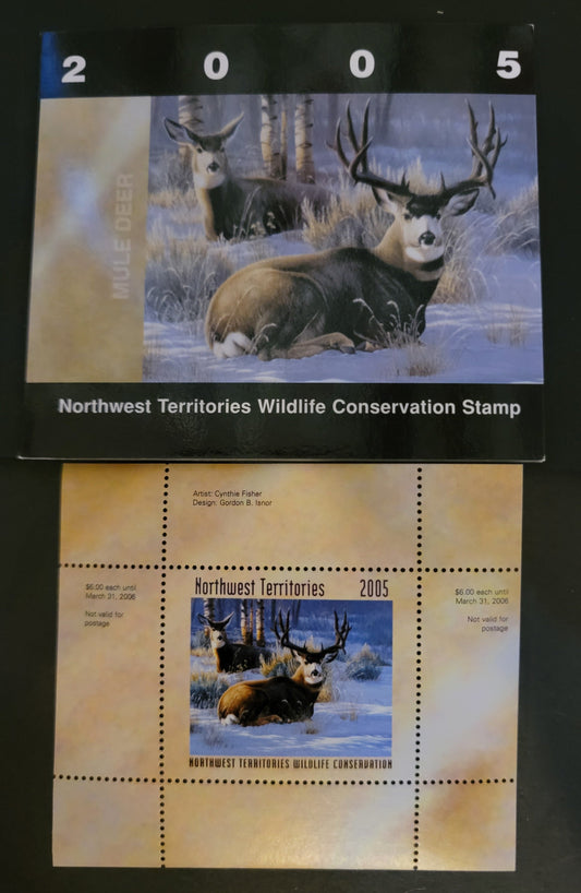 Lot 361 Canada - Northwest Territories #NTW9  Multicoloured Mule Deer, 2005 Northwest Territories Conservation Fund Issue, A VFNH Miniature Sheet Of 1 On HB Paper