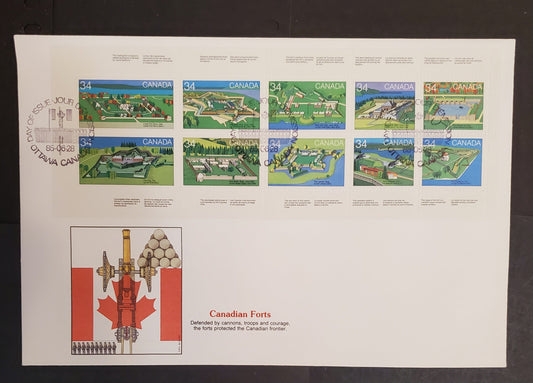 Canada #1059a 8c Multicoloured Various Forts , 1972 Canadian Forts Issue, A VF Fleetwood Private FDC Franked With Full Booklet Pane