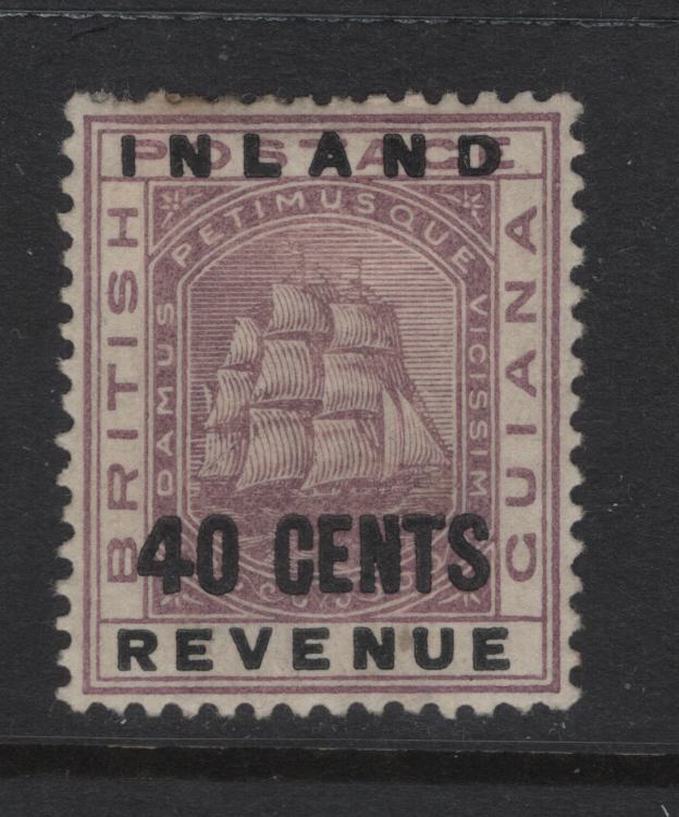 Lot 376 British Guiana (C) SG#183 40c Dull Purple , 1888-1889 Inland Revenue Issue, A VFOG Single