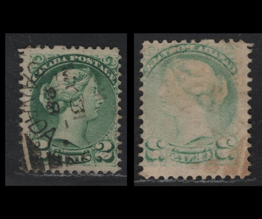 Lot 379 Canada (C)#36i 2c Green , 1870-1893 Small Queen Issue, A Fine Used Single, 2nd Ottawa Printing, Soft Porous Vertical Wove Paper, Unchecked As to Specific Perf, Showing Full Design Offset On The Back.