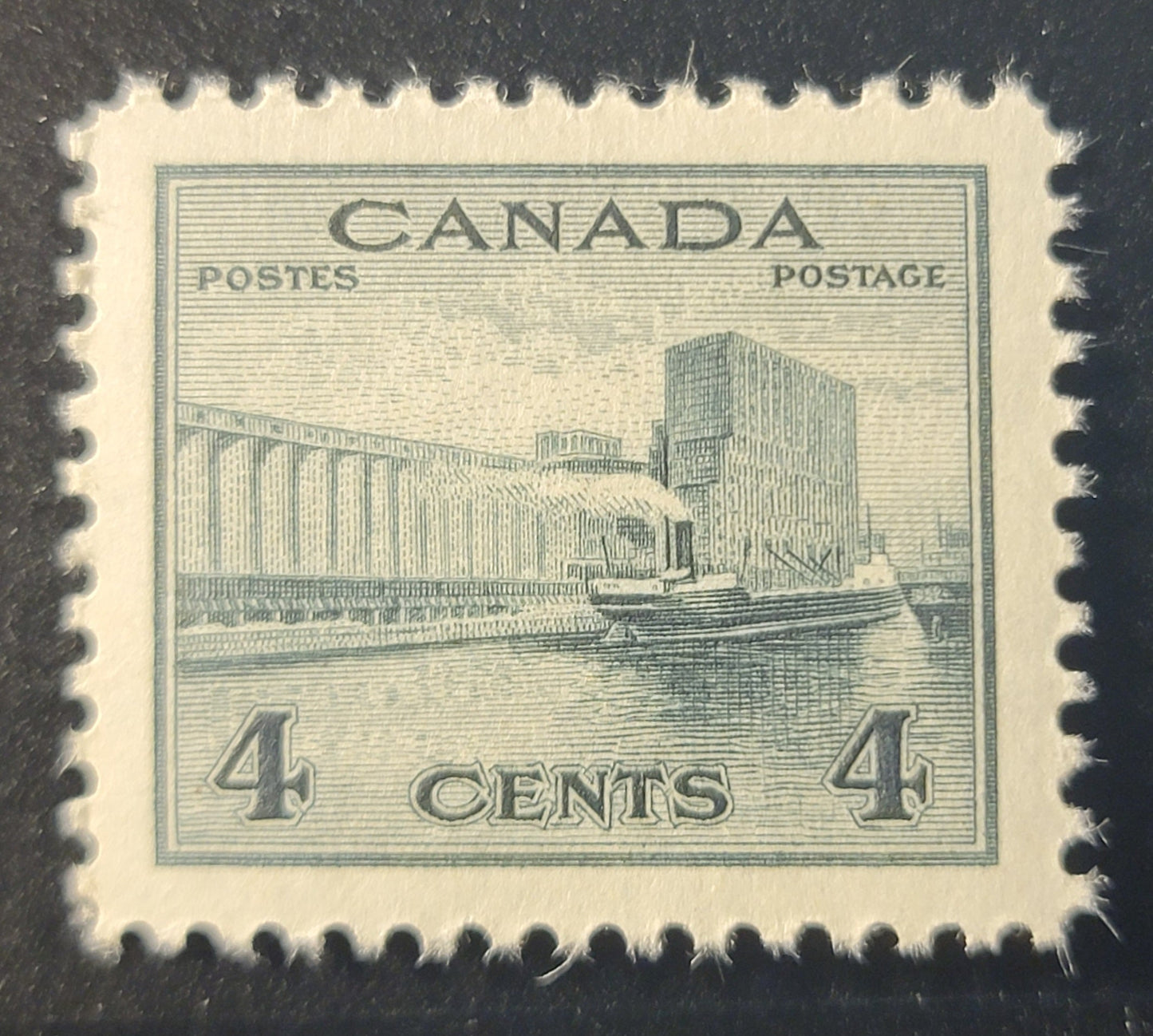 Lot 381 Canada SC#253 4c Deep Slate King George VI, 1942-1949 War Issue, A GEM-NH Single On CBN-ZZZZZZ Paper, Perf. 12 x 11.9