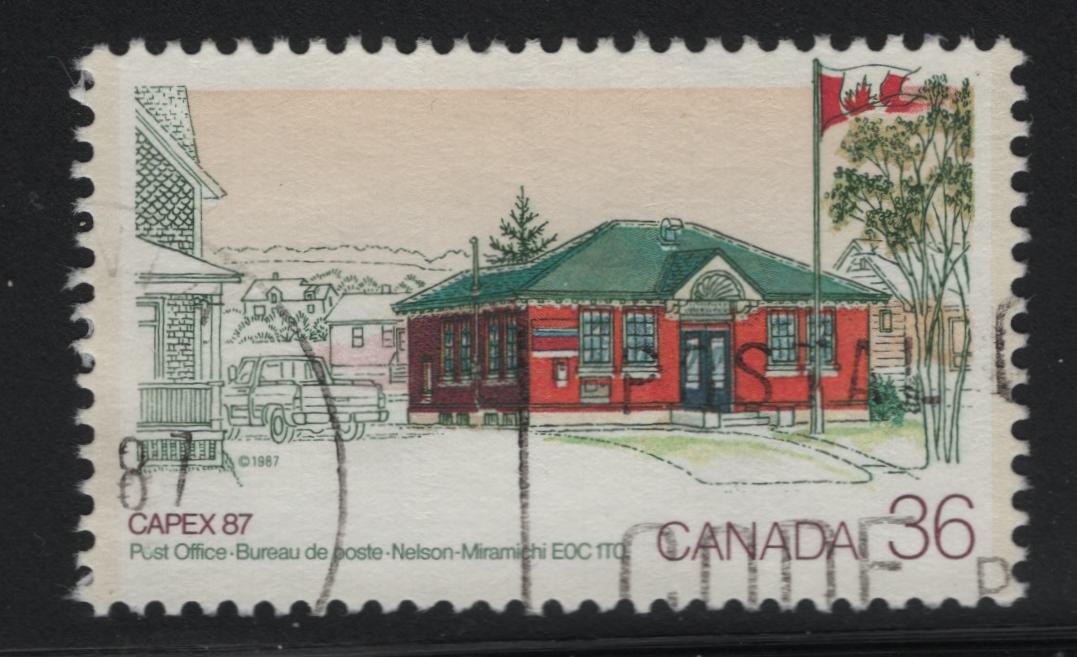 Canada #1123i 36c Multicoloured Nelson-Miramichi Post office, 1987 CAPEX'87 Issue, A VF Used Single With Double Tagging - GT4 and GT2