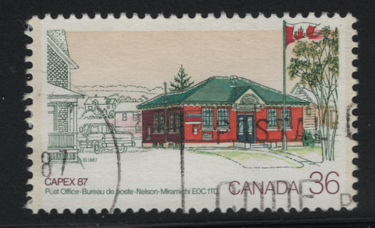 Canada #1123i 36c Multicoloured Nelson-Miramichi Post office, 1987 CAPEX'87 Issue, A VF Used Single With Double Tagging - GT4 and GT2