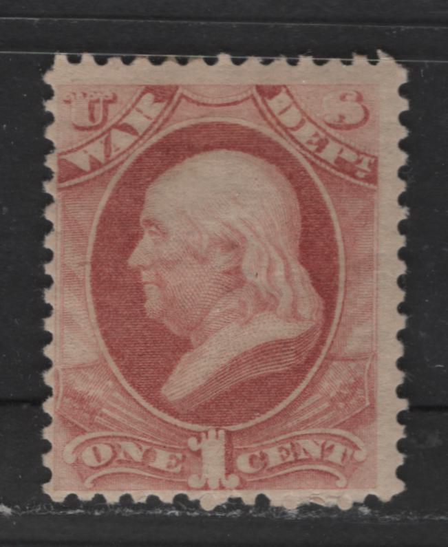 Lot 387 United States Of America #O114 1c Rose Red Benjamin Franklin, 1879 American Bank Note Company Official Issue For the War Department, A Fine OG Single On Soft Paper