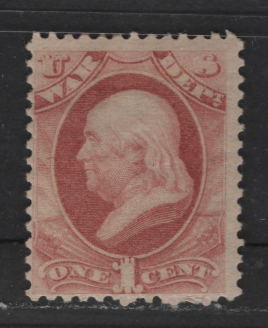 Lot 387 United States Of America #O114 1c Rose Red Benjamin Franklin, 1879 American Bank Note Company Official Issue For the War Department, A Fine OG Single On Soft Paper