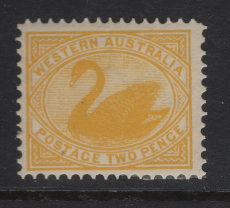 Lot 389 Australia - Western Australia (C)  SG#118 2d Yellow Swan, 1902-1911 Swan Keyplate Issue, A FOG Single, Perf 12.5, Sideways V Over Crown Wmk