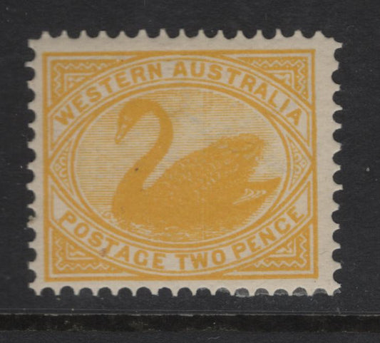 Lot 389 Australia - Western Australia (C)  SG#118 2d Yellow Swan, 1902-1911 Swan Keyplate Issue, A FOG Single, Perf 12.5, Sideways V Over Crown Wmk