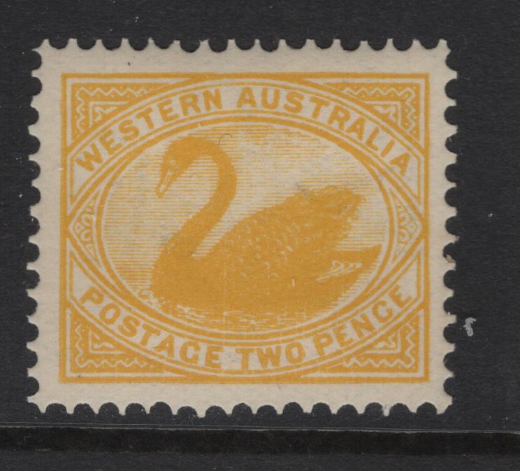 Lot 390 Australia - Western Australia (C)  SG#118 2d Yellow Swan, 1902-1911 Swan Keyplate Issue, A VFOG Single, Sideways V Over Crown Wmk