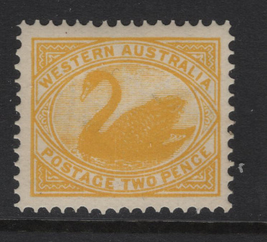 Lot 390 Australia - Western Australia (C)  SG#118 2d Yellow Swan, 1902-1911 Swan Keyplate Issue, A VFOG Single, Sideways V Over Crown Wmk