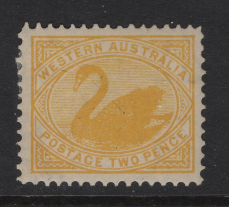 Lot 391 Australia - Western Australia (C)  SG#118a 2d Yellow Swan, 1902-1911 Swan Keyplate Issue, A VFOG Single, Inverted V Over Crown Wmk