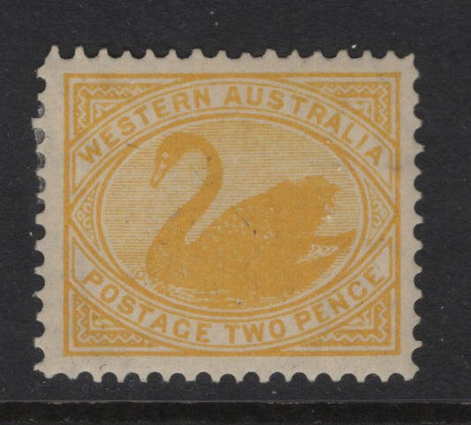 Lot 391 Australia - Western Australia (C)  SG#118a 2d Yellow Swan, 1902-1911 Swan Keyplate Issue, A VFOG Single, Inverted V Over Crown Wmk
