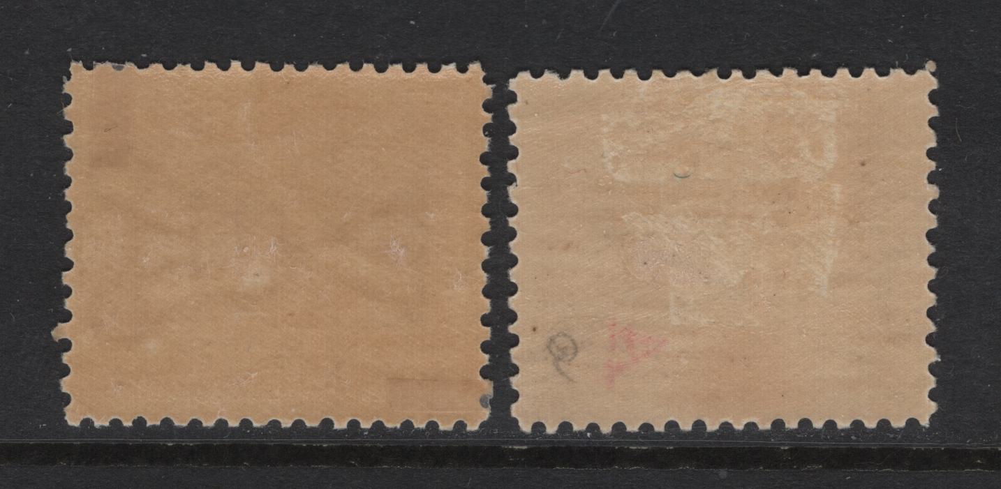 Lot 392 Australia - Western Australia (C)  SG#140 2d Yellow Swan, 1905-1912 Swan Keyplate Issue, 2 VFOG Singles, Sideways & Sideways Inverted Crown Over A Wmks