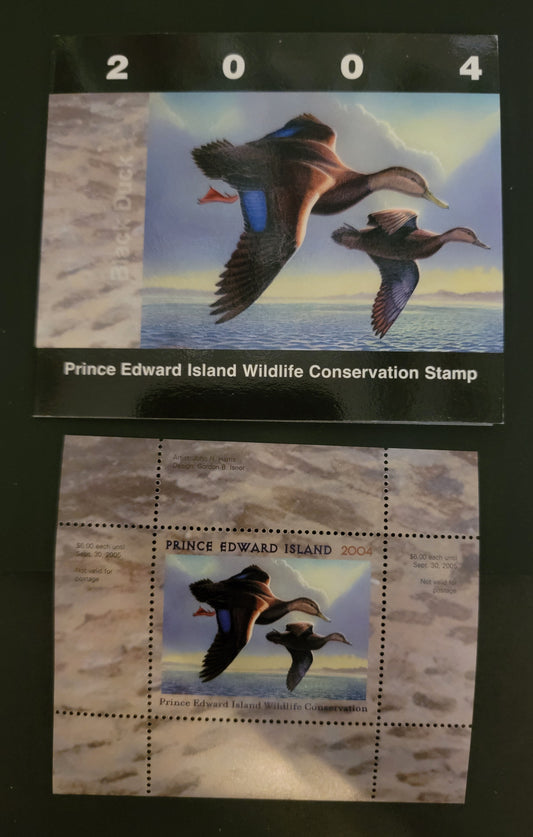 Lot 393 Canada - Province of Prince Edward Island #PEW10  Multicoloured Black Ducks, 2004 Prince Edward Island Wildlife Federation Issue, A VFNH Miniature Sheet Of 1 On HB Paper