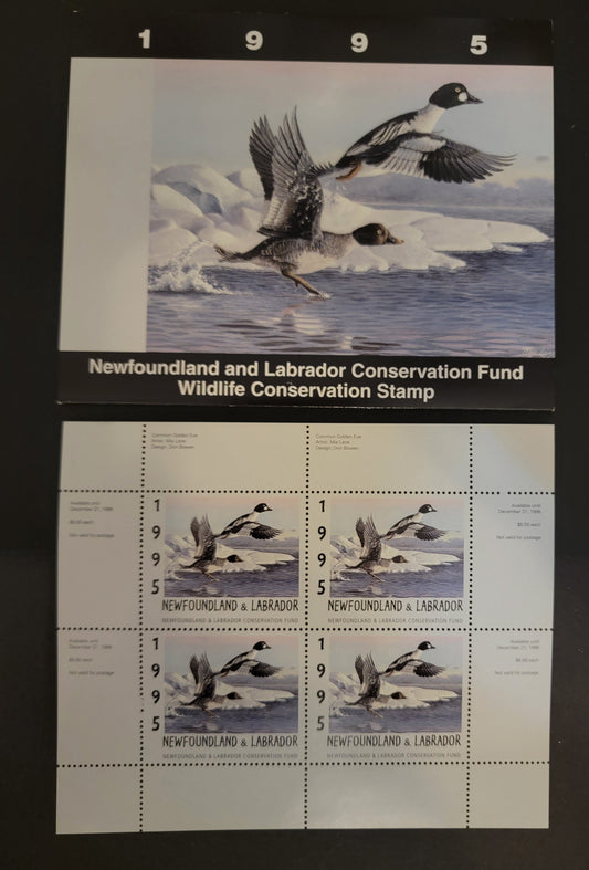 Lot 394 Canada - Province of Newfoundland & Labrador #NLW2b  Multicoloured Common Golden Eye, 1995 Newfoundland & Labrador Conservation Fund, A VFNH Miniature Sheet Of 1 On HF Paper