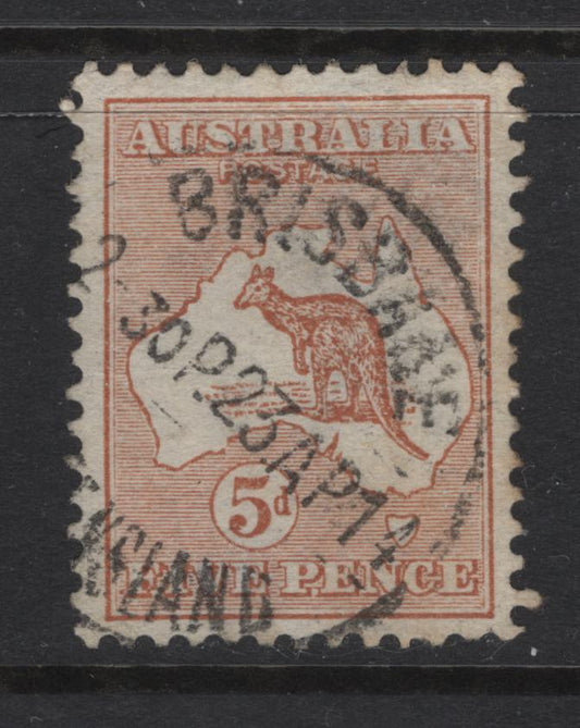 Lot 397 Australia (C)  SG#8 5d Chestnut Kangaroo & Map, 1913-1914 Kangaroo Issue, A Very Fine Used Single, 1st Wmk (Wide Crown over A)