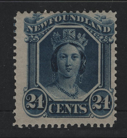 Lot 40 Newfoundland #31 24c Deep Prussian Blue Queen Victoria, 1865-1875 First Cents Issue, A Fine OG Single