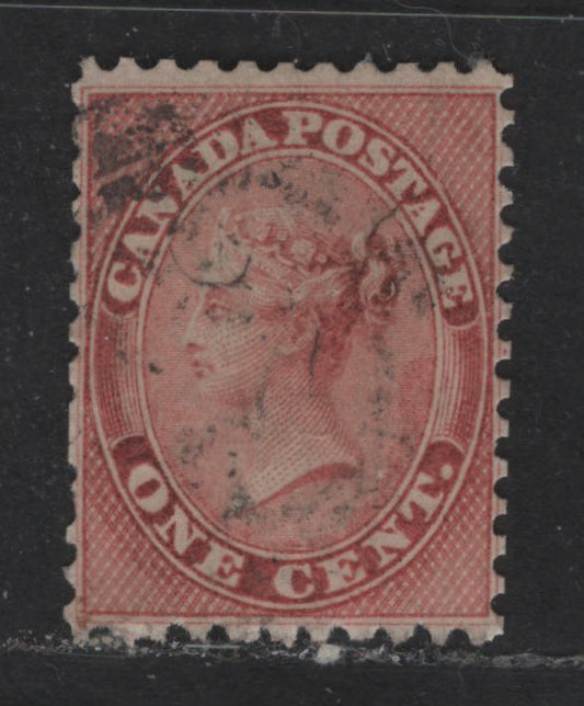 Lot 412 Canada #14 1c Deep Rose Queen Victoria, 1859-1867 First Cents Issue, A VF Used Single Perf. 11.75 x 12