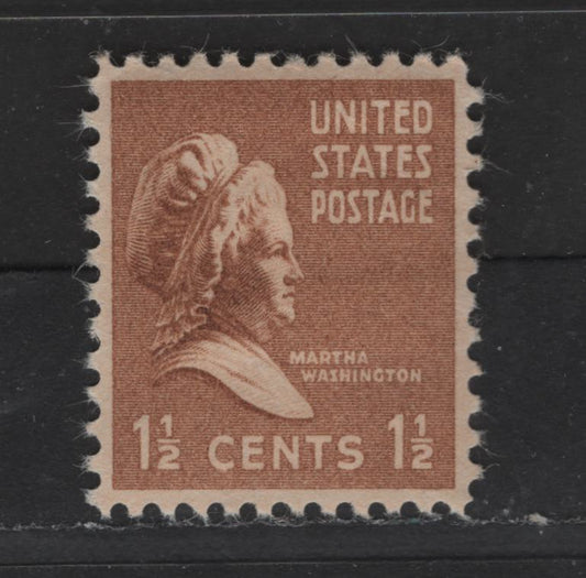 United States Of America #805 1.5c Bistre Brown Martha Washington, 1938-1954 Presidential Issue, A GEM NH Single Absolute Perfection! No Ridges On Gum & 3 Gum Breaker Ridges Per Stamp