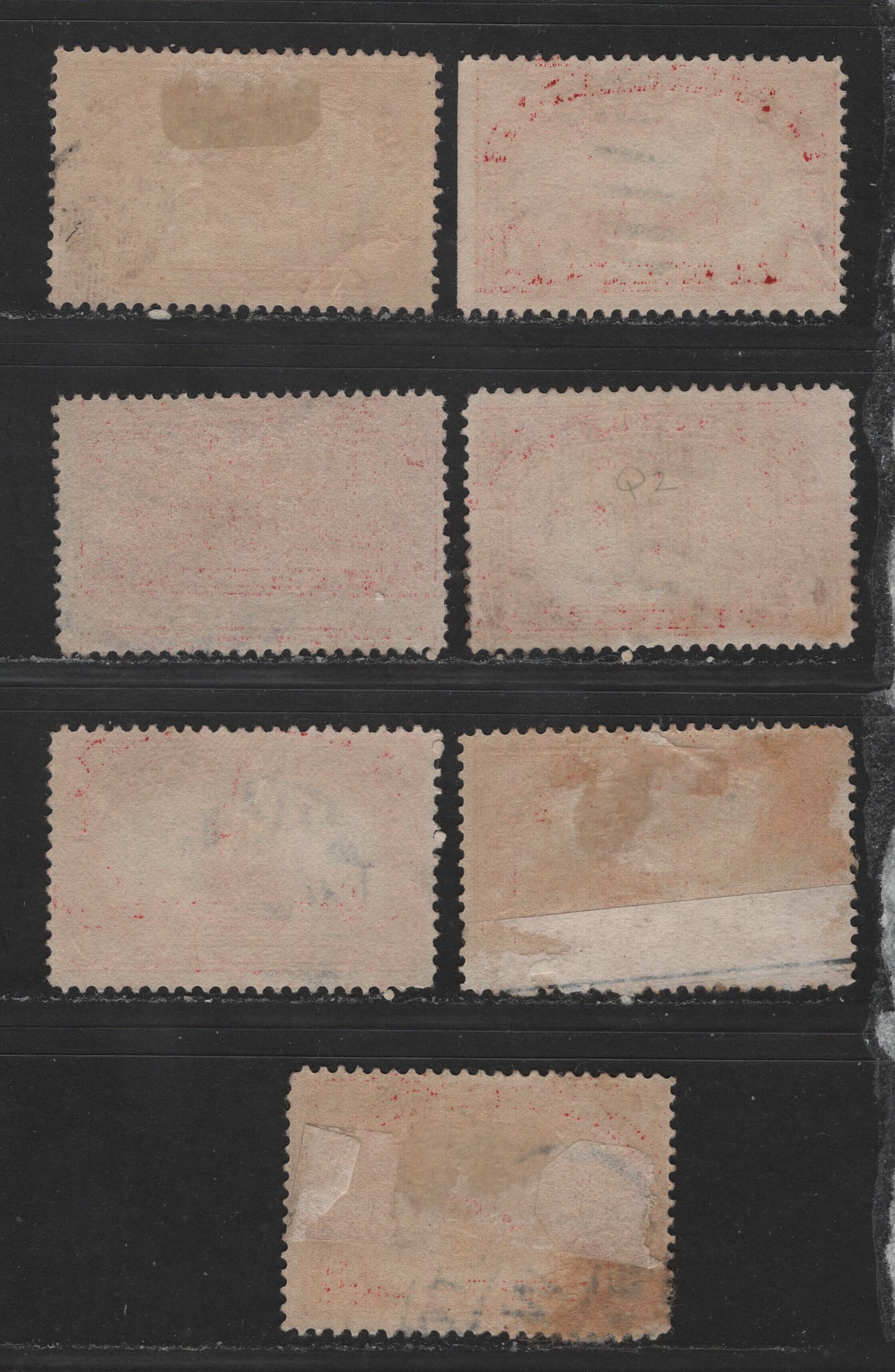 Lot 422 United States Of America #Q1-Q3, Q5-Q6 1c-10c Carmine & Carmine Rose Post Office Clerk - Steamship, 1913 Parcel Post Issue, 7 Fine & VF Used Singles Including Extra Shades Of 2c and 10c