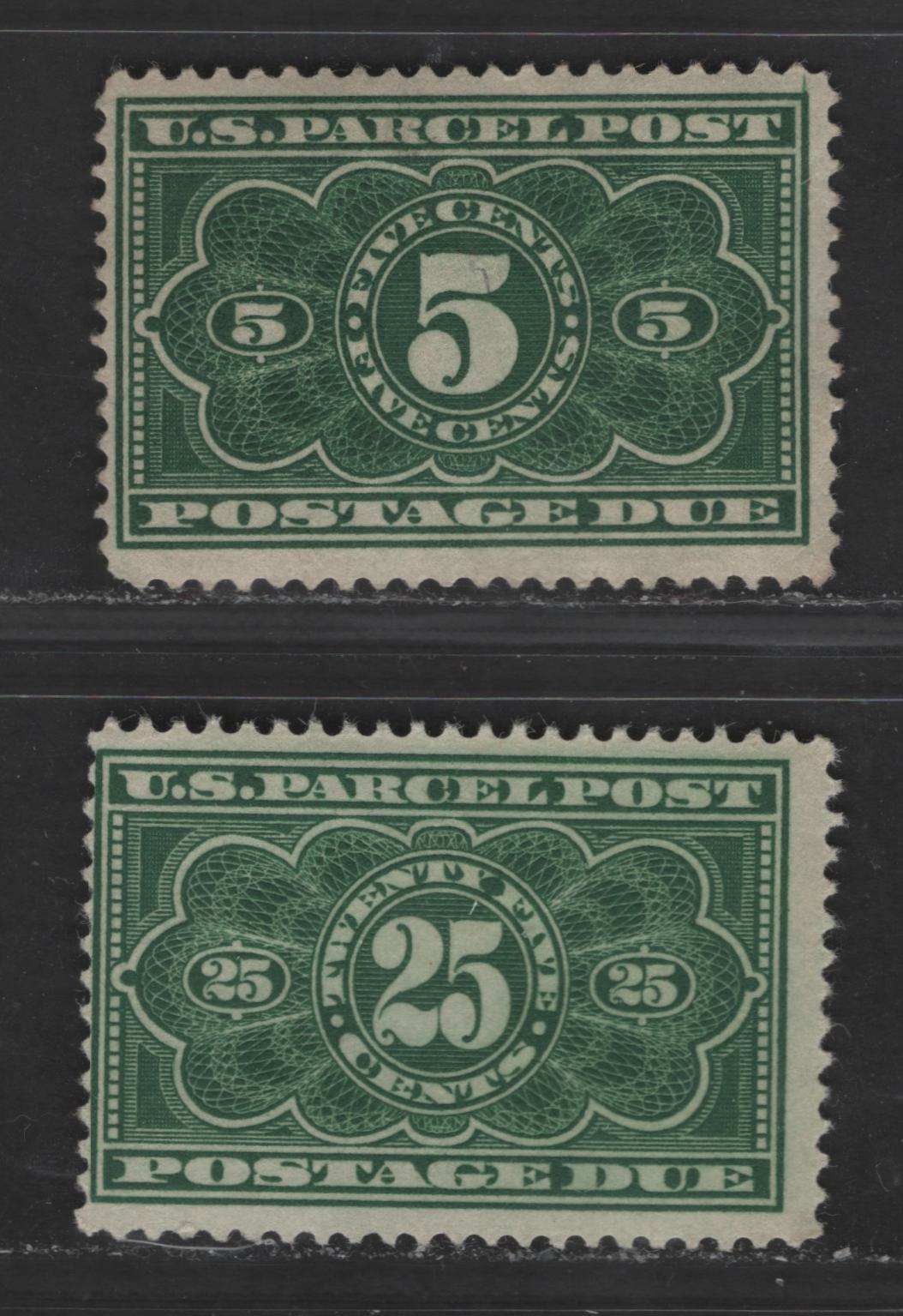 Lot 425 United States Of America #JQ3, JQ6 5c, 25c Dark Green Numeral On Engine Turned Background, 1913 Parcel Post Postage Due Stamps, 2 Fine OG & Unused Singles