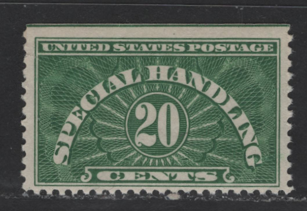 Lot 432 United States Of America #QE3a 20c Green Numeral On Engine Turned Background, 1925-1955 Special Handling Stamps, A Fine NH Single Dry Printings