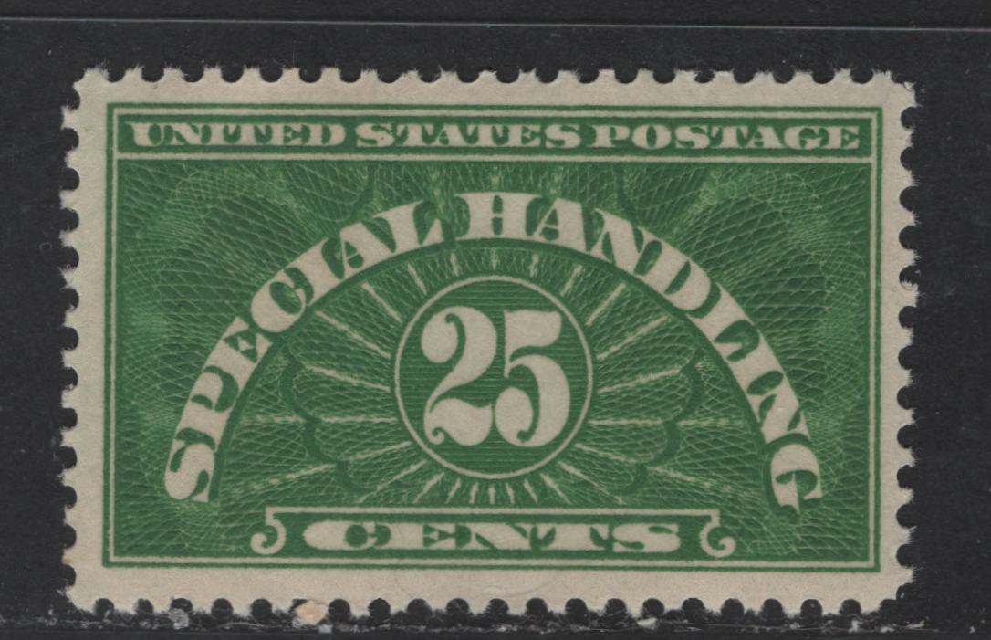 Lot 434 United States Of America #QE4a 25c Yellow Green Numeral On Engine Turned Background, 1925-1955 Special Handling Stamps, A VFNH Single Wet Printing