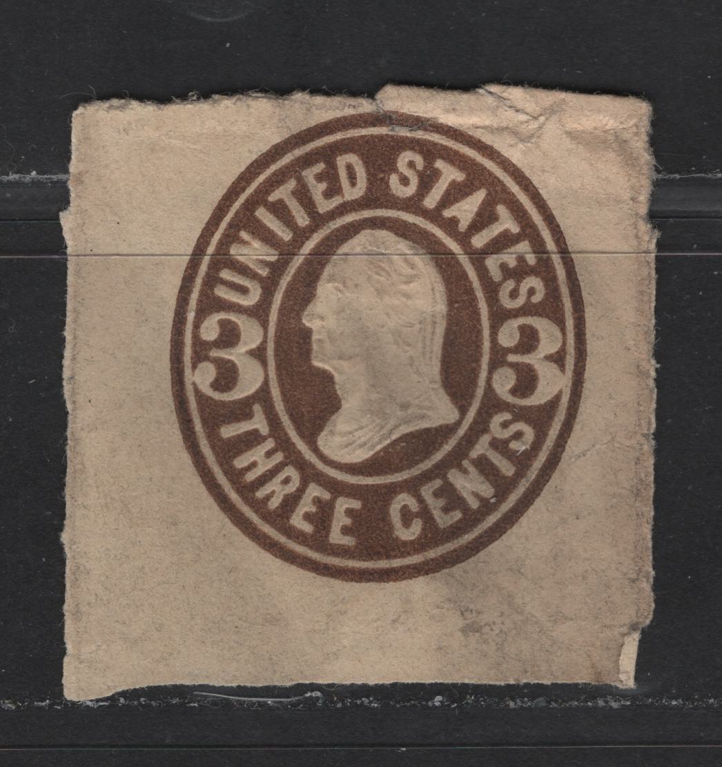 Lot 437 United States Of America #U60 3c  Brown George Washington, 1864-1865 Fifth Nesbitt Issue, A Good Unused Single VG Appearance, But Small Tear At Top, Scarce Colour, As Common One is Pink