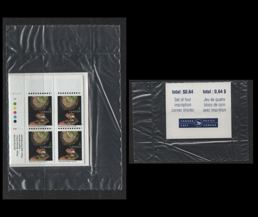 Canada #1676 4c Multicoloured Oyster Farming , 1999-2007 Traditional Trades Definitives, A VFNH Sealed Pack of Inscription Blocks Type 7B DF Blue & White Cardboard Insert