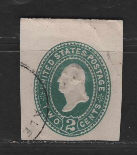 Lot 446 United States Of America #U318 2c Deep Bluish Green George Washington, 1887-1894 Plimpton Issue, A Fine Used Single On White Paper, Die 3, Showing 2 Vertical Lines At Corner Of Mouth & Ear With 2 Lines & 2 Locks Of Hair