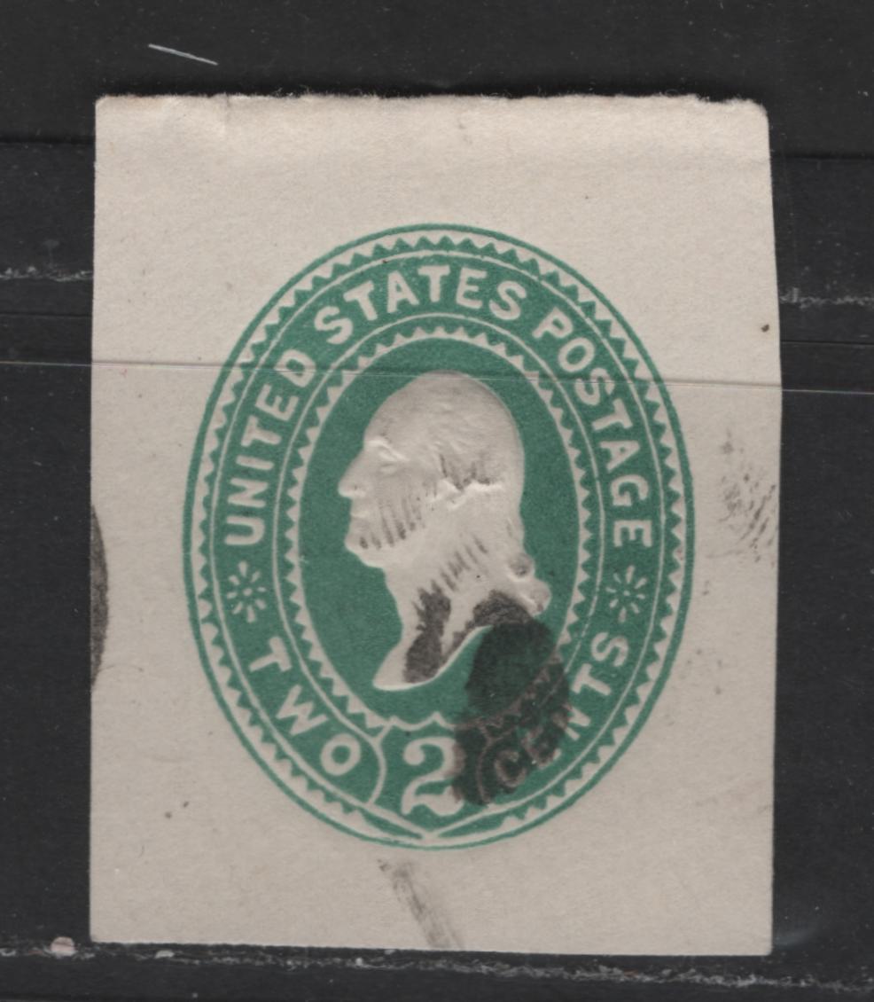 United States Of America #U318 2c Bluish Green George Washington, 1887-1894 Plimpton Issue, A Fine Used Single On White Paper, Die 3, Showing 2 Vertical Lines At Corner Of Mouth & Ear With 2 Lines & 2 Locks Of Hair