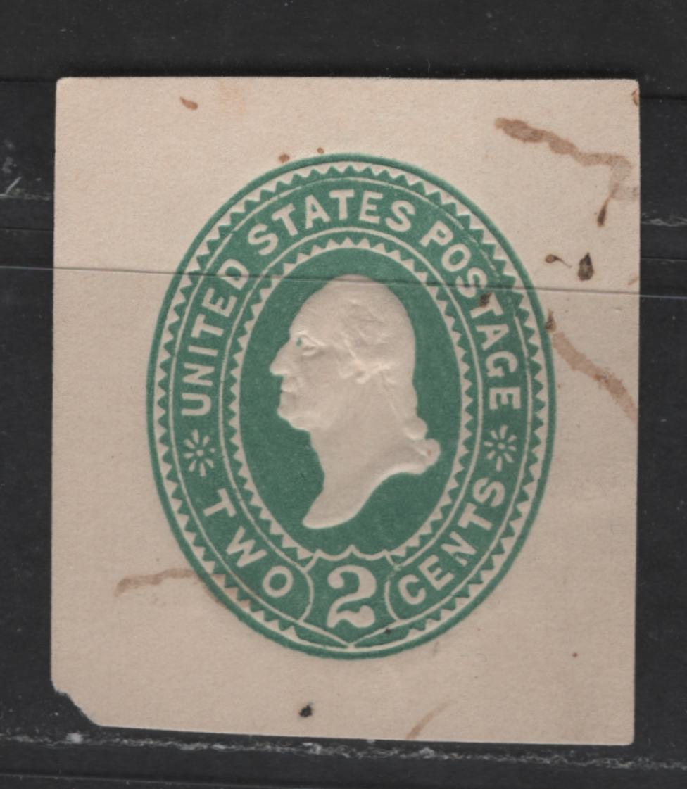 Lot 450 United States Of America #U322 2c Green George Washington, 1887-1894 Plimpton Issue, A Fine Used Single On Manila Paper, Die 3, Showing 2 Vertical Lines At Corner Of Mouth & Ear With 2 Lines & 2 Locks Of Hair