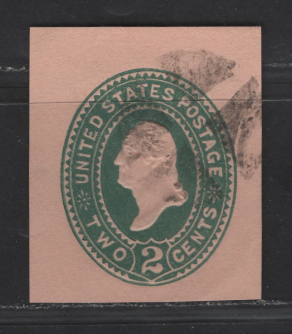 Lot 453 United States Of America #U320 2c Deep Green George Washington, 1887-1894 Plimpton Issue, A Fine Used Single On Oriental Buff Paper, Die 3, Showing 2 Vertical Lines At Corner Of Mouth & Ear With 2 Lines & 2 Locks Of Hair