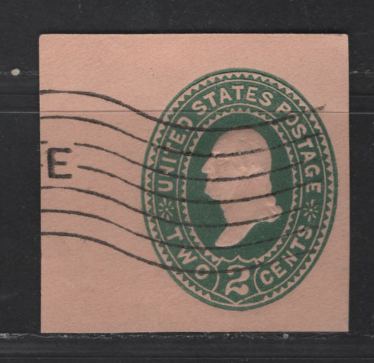 Lot 454 United States Of America #U320 2c Deep Green George Washington, 1887-1894 Plimpton Issue, A Fine Used Single On Oriental Buff Paper, Die 3, Showing 2 Vertical Lines At Corner Of Mouth & Ear With 2 Lines & 2 Locks Of Hair