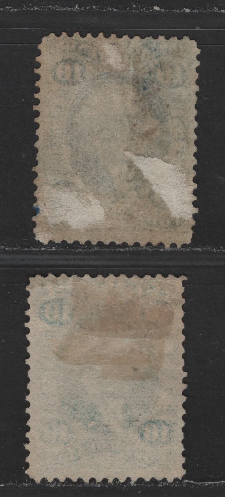 Lot 472 United States Of America #R35c, R37c 10c Blue George Washington, 1862-1871 First Revenue Issue, 2 Fine Used Singles Foreign Exchange & Power of Attorney, Perforated