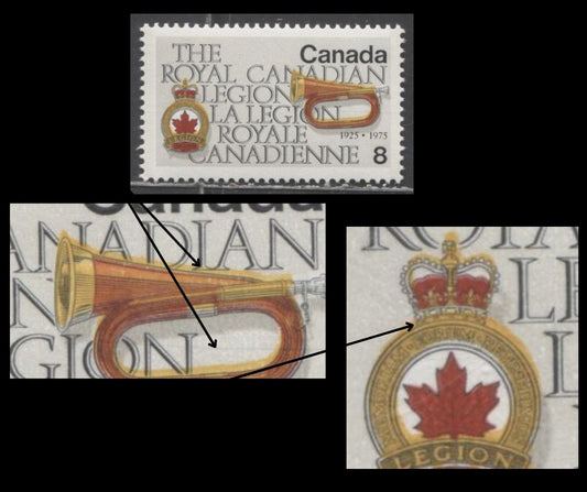 Canada #680var 8c Multicoloured, 50th Anniversary of Royal Canadian Legion, A VFNH Single on NF/NF Paper Showing Upward Shift of Yellow Colour