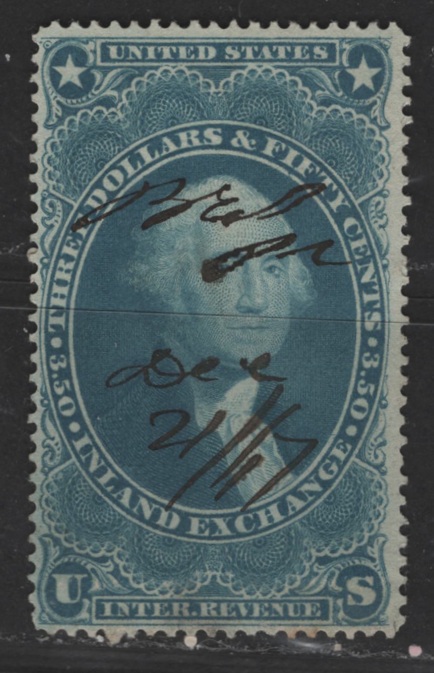 Lot 480 United States Of America #R87c $3.5 Blue George Washington, 1862-1871 First Revenue Issue, A Fine Used Single Inland Exchange, Perforated