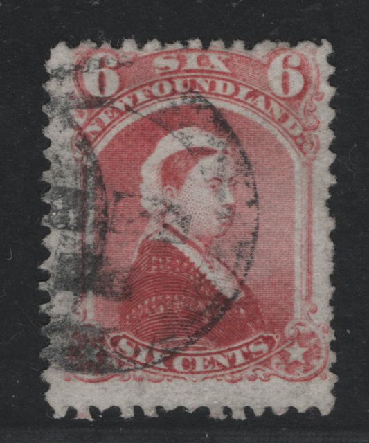 Lot 48 Newfoundland #35a 6c Bright Rose Queen Victoria, 1868-1894 Second Cents Issue, A Good Used Single