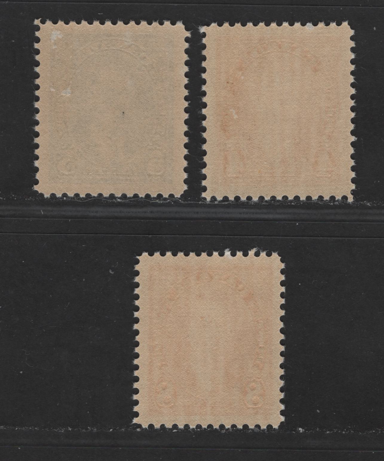 Canada #234-236 4c-8c Yellow - Deep Orange King George VI, 1937-1942  Mufti Issue, 3 VFNH Singles On Crisp, Vertical Wove Paper With Crackly Cream Gum