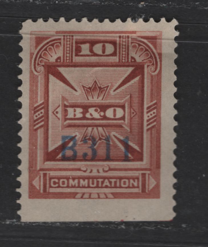 Lot 489 United States Of America #3T3 10c Red Brown Maltese Cross, 1885 Engraved Baltimore & Ohio Telegraph Issue, A Fine OG Single