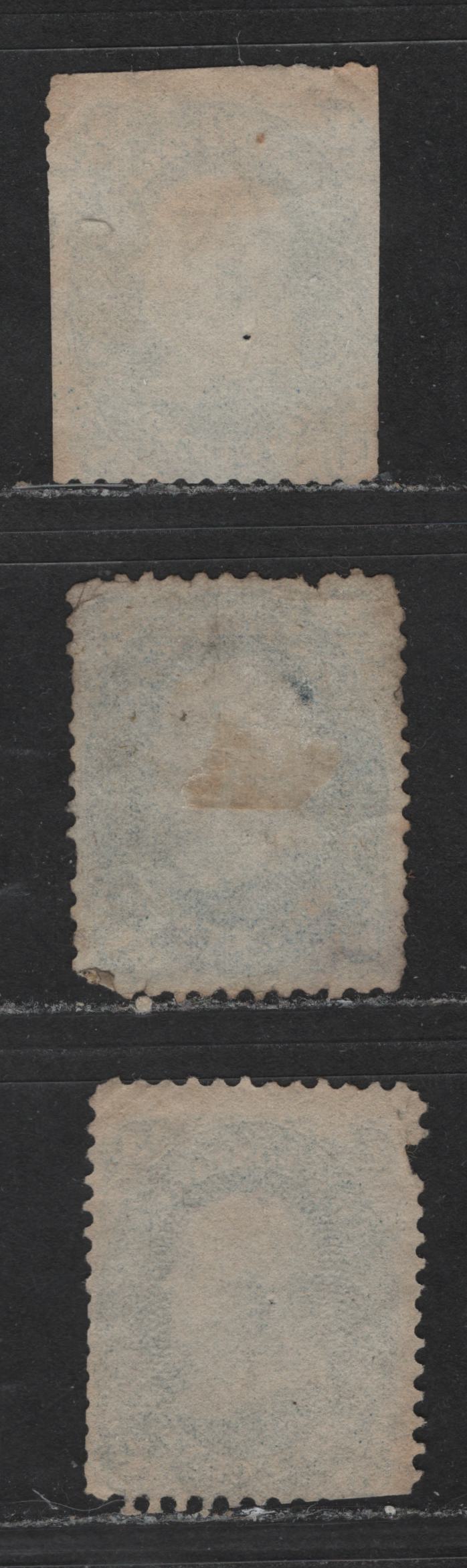 Lot 519 United States Of America #63 1c Blue & Dull Blue Benjamin Franklin, 1861-1869 Civil War Issue, 3 Ungraded Used Singles With Severe Faults, Sold As Reference Examples Of The Various Shades