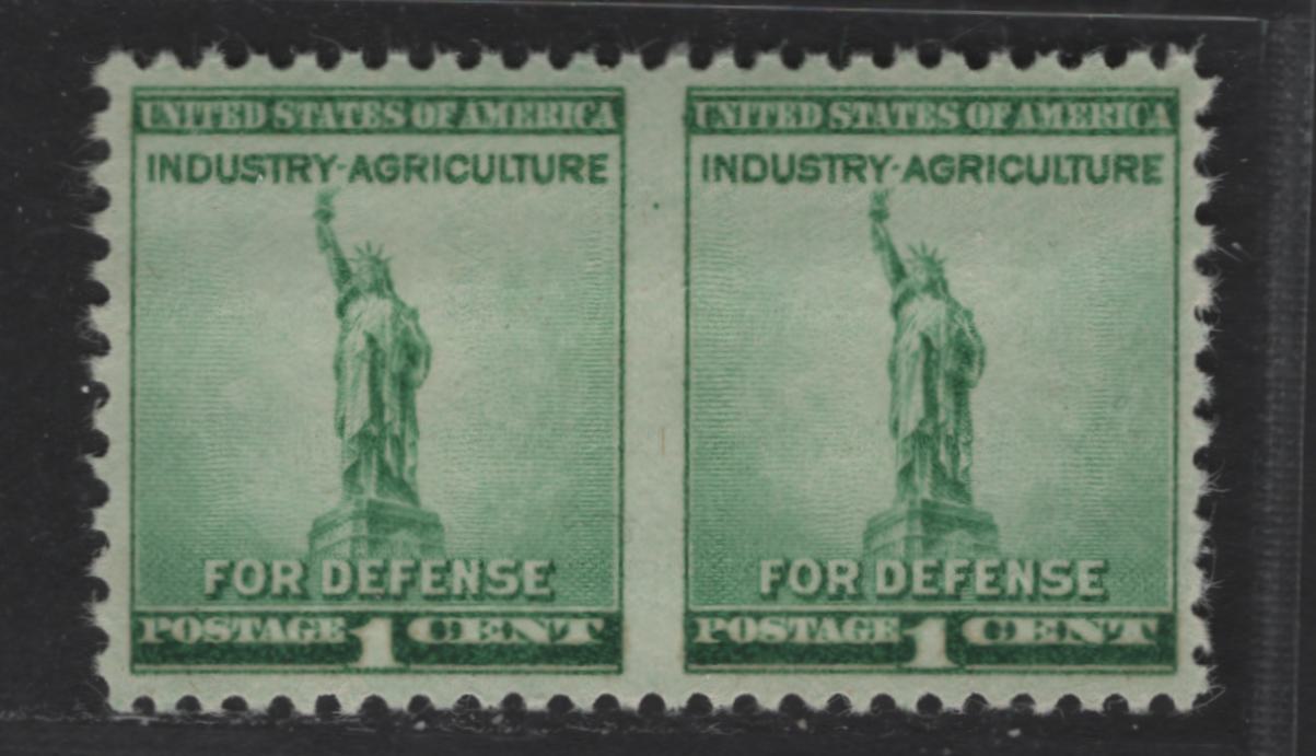 Lot 523 United States Of America #899b 1c Bright Blue Green Statue Of Liberty, 1940 National Defense Issue, A VFNH Horizontal Pair Imperf Between Stamps