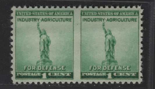 Lot 523 United States Of America #899b 1c Bright Blue Green Statue Of Liberty, 1940 National Defense Issue, A VFNH Horizontal Pair Imperf Between Stamps