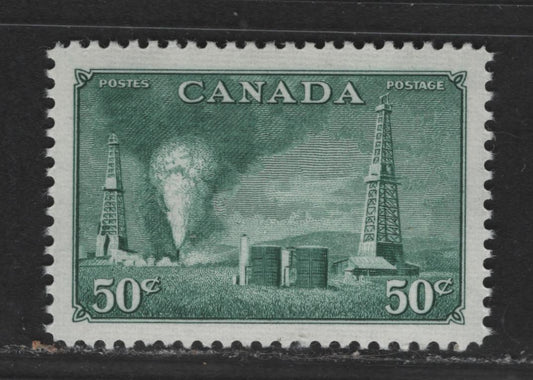 Lot 526 Canada #294 50c Deep Bluish Green Oil Wells, 1950-1952 Natural Resources Issue, A VFNH Single On Horizontal Ribbed Paper With Semi-Gloss Cream Gum