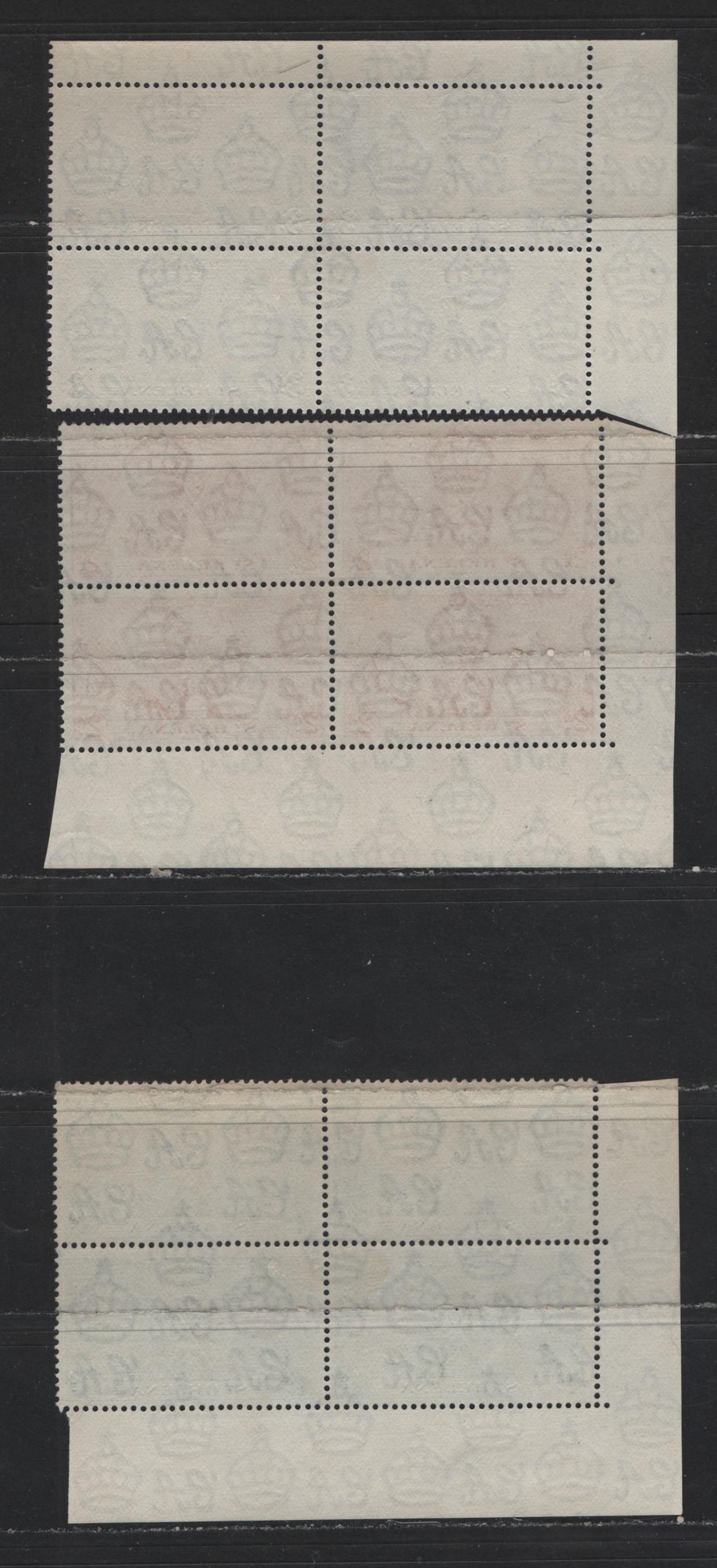 Lot 526 St. Helena #115-117 1d-3d Myrtle Green - Bright Ultramarine King George VI & Queen Elizabeth, 1937 Coronation Issue, 3 Fine & VFOG/NH Corner Blocks Scarce, As Most Were Broken Up