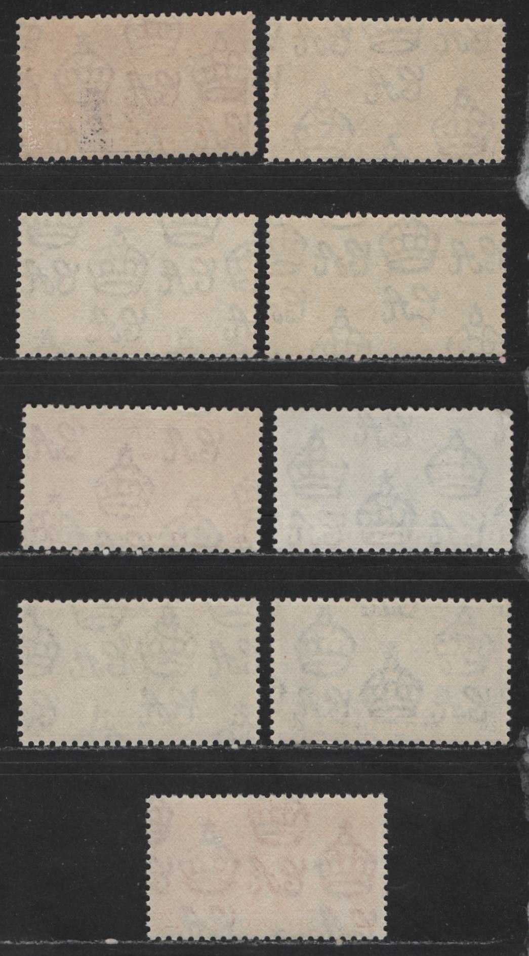 Lot 555 St. Lucia, St. Vincent, Seychelles #107-109, 138-140, 122-124 1d-2.5d, 6c-20c Violet - Dull Ultramarine King George VI & Queen Elizabeth, 1937 Coronation Issue, 9 Fine & VFNH Singles The Basic Sets With The Common Shades Of Each Value