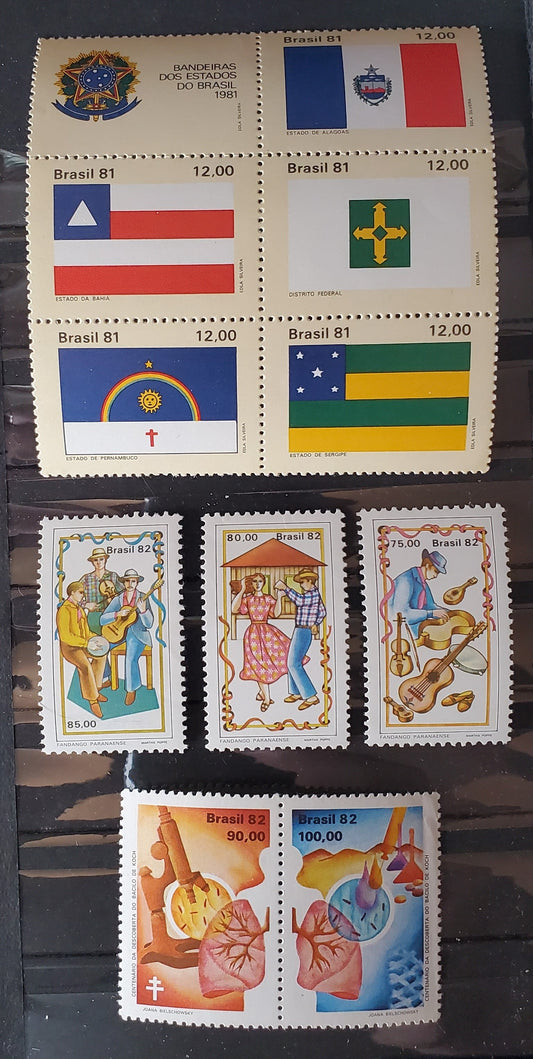 Brazil SC#1773/1822 1981-1982 State Flags - Lubrapex '92 Issues, 4 VFNH Singles & Block of 6, Click on Listing to See ALL Pictures, 2017 Scott Cat. $15.25