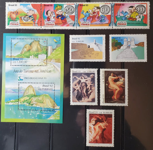 Brazil SC#2386/2415 1992-1993 Fortresses - Monica & Friends Issues, 5 VFNH Singles, Strip of 4 & Souvenir Sheet, Click on Listing to See ALL Pictures, 2017 Scott Cat. $20.85