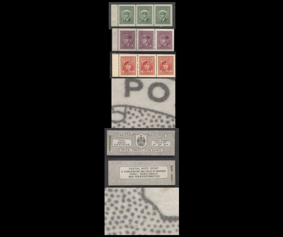 Canada #BK38aEIVaHaii 1942-1947 War Issue, A Complete 25c English Booklet With 1c Green, 3c Rose Violet & Dark Carmine, Panes Of 3. Front Cover IVa, Back Cover Haii, Type II Cover, 7c & 6c Rates, 'Postmaster' , 5,464,000 Issued