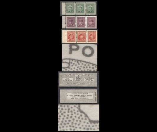 Canada #BK38aEIVaHaii 1942-1947 War Issue, A Complete 25c English Booklet With 1c Green, 3c Rose Violet & Dark Carmine, Panes Of 3. Front Cover IVa, Back Cover Haii, Type II Cover, 7c & 6c Rates, 'Postmaster' , 5,464,000 Issued